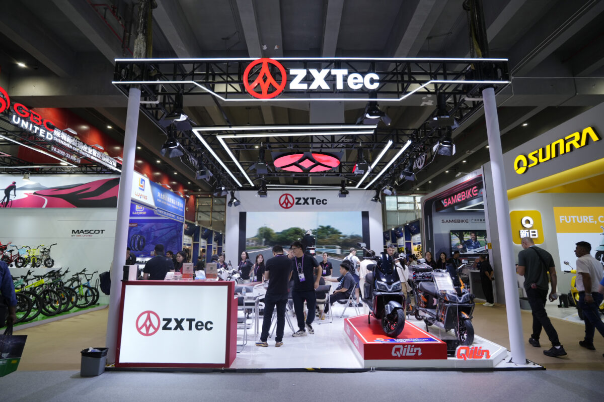 ZXTec booth with the “Qilin” electric motorcycle at the 138th Canton Fair — Xishan cluster