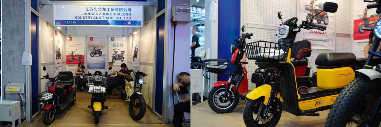 Zhonghualong Import & Export booth offering trade services with display scooter