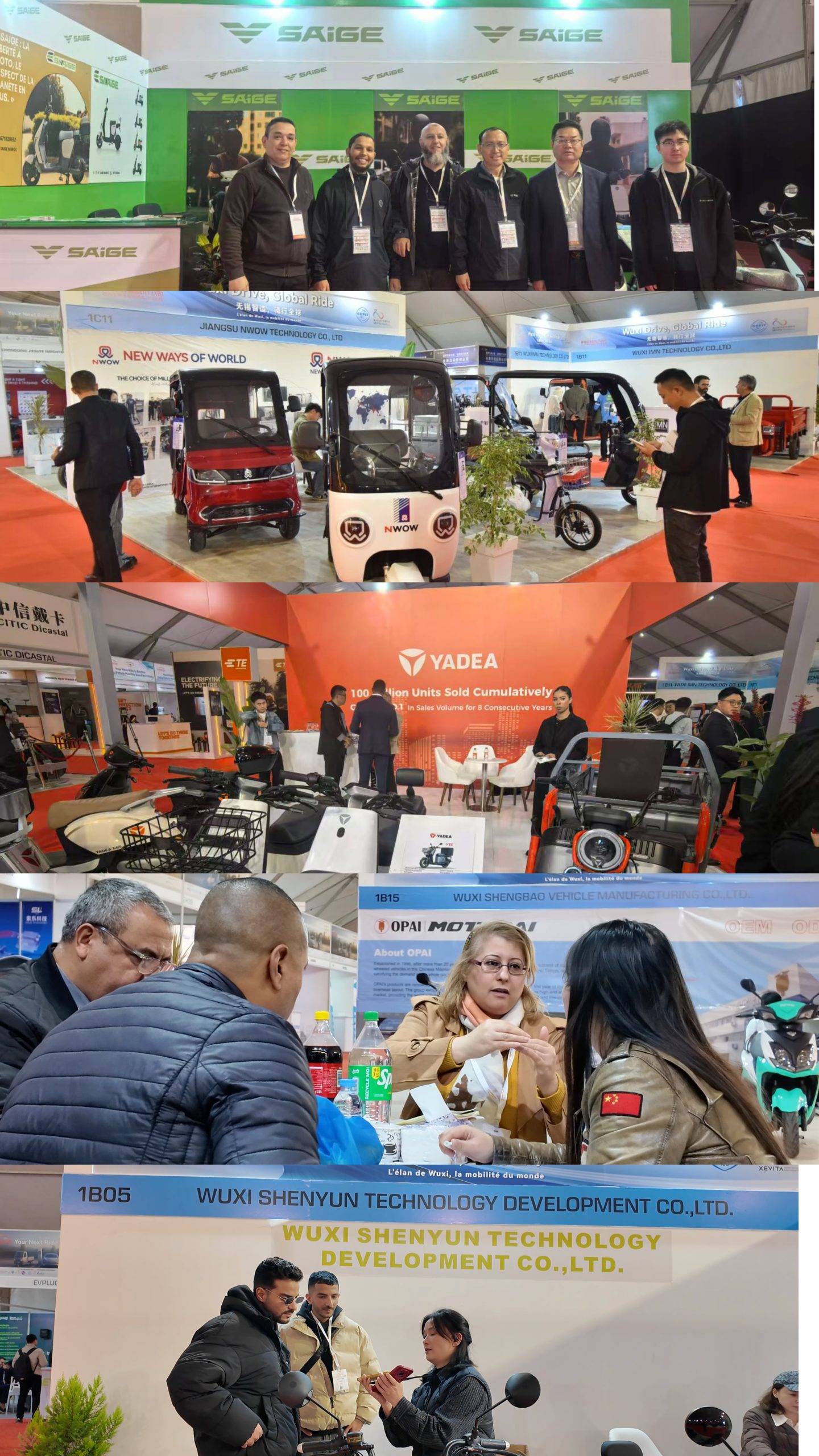 Xishan China electric scooter manufacturers sharing a joint booth at the Morocco EV and Energy Storage Expo
